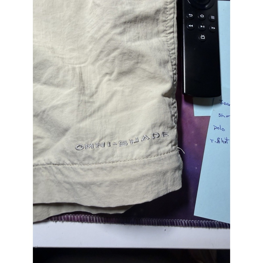 MENS SIZE 32 100% NYLON TAN BERMUDA SWIM SHORTS WITH LINER - Picture 2 of 8